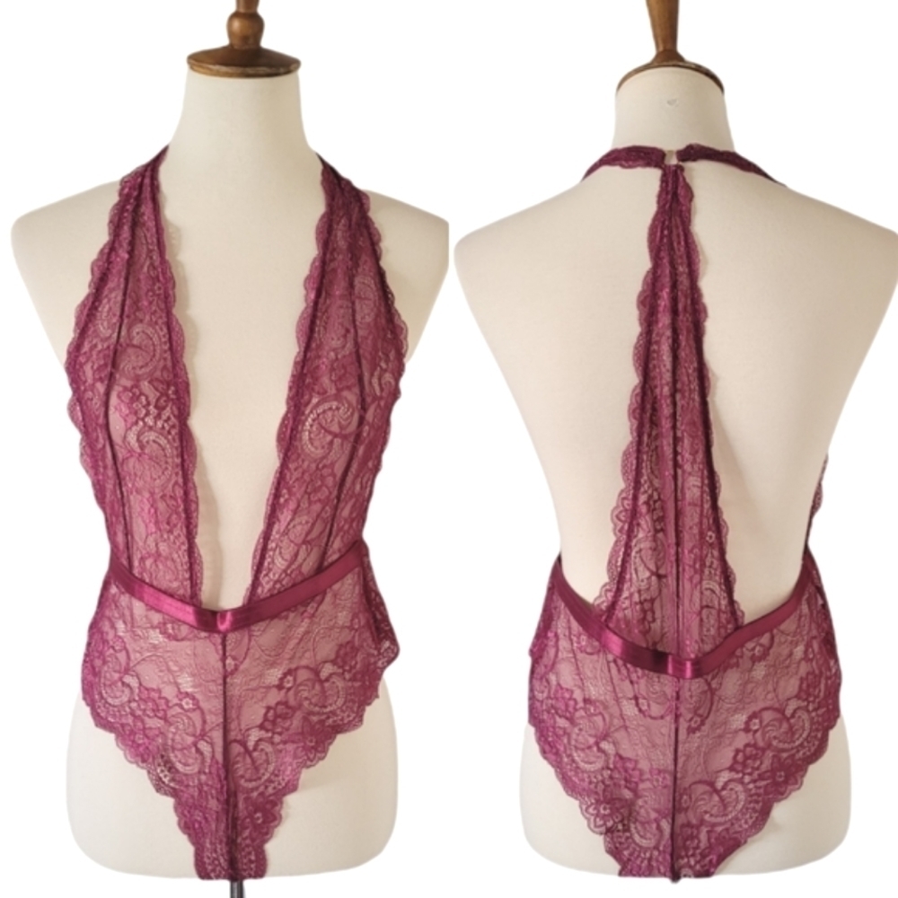 Oh La La Cheri - Raspberry‎ Lace T Back Teddy